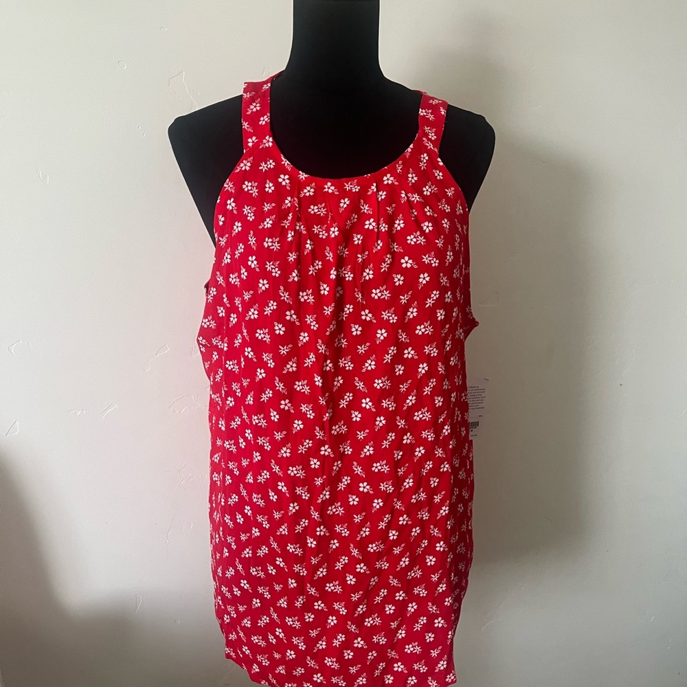 Red Floral Sleeveless Top